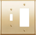 ENERLITES Combination Toggle Switch and Decorator Receptacle Metal Wall Plate, Stainless Steel 201 Outlet Cover, Corrosion-Resistant, Mid-Size 2-Gang 4.88" x 4.92", 771131M-PB, Polished Brass