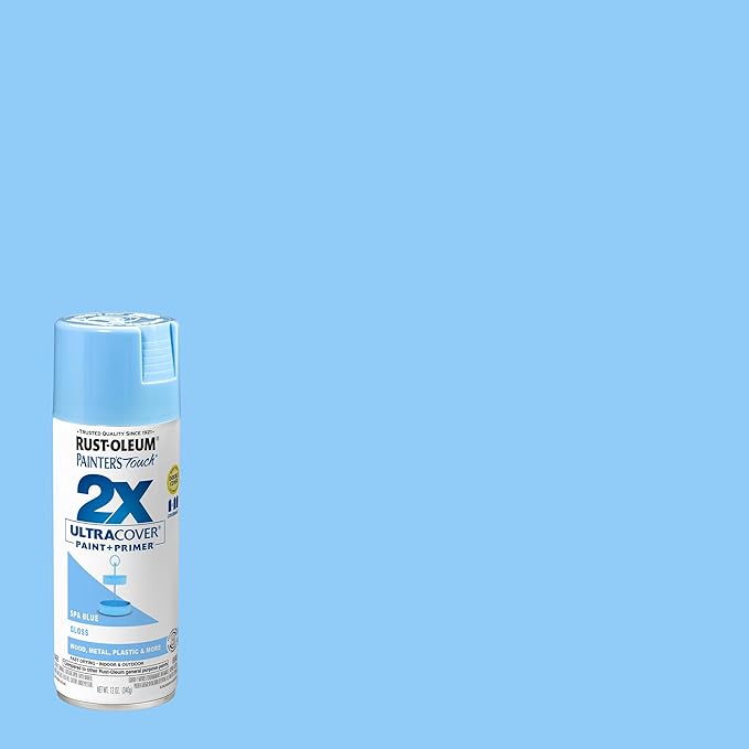 Rust-Oleum 334045 Painter's Touch 2X Ultra Cover Spray Paint, 12 oz, Gloss Spa Blue (Pack of 4)