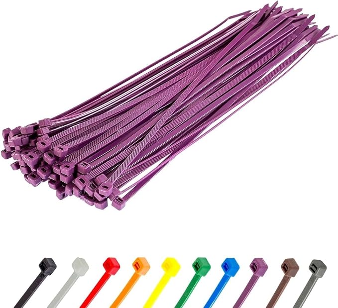 GTSE 12 Inch Purple Zip Ties, 9,000 Bulk Contractors Pack, 50lb Strength, UV Resistant Long Nylon Cable Ties, Self-Locking 12" Tie Wraps, Full Carton