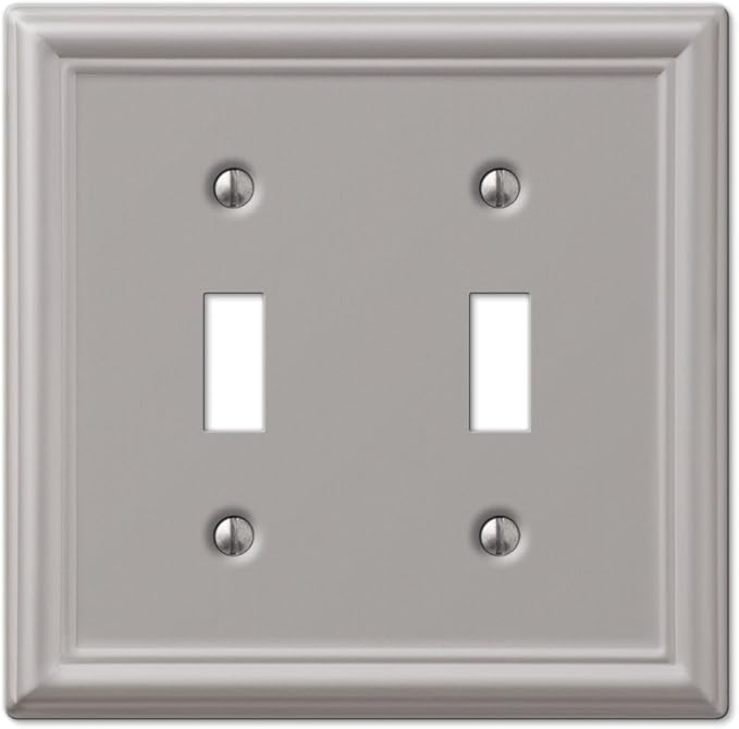 Amerelle 149TTBN Chelsea Steel Double Toggle Wallplate, Brushed Nickel Wall Plate