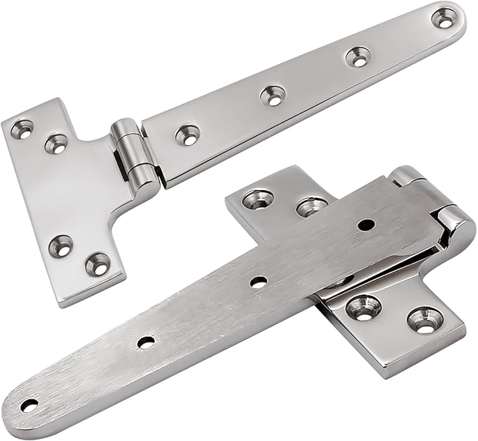 316 Stainless Steel T Hinges Marine Grade 8'' x 4" Heavy Duty Boat Hatch Hinge (196 mm X 97 mm) 4 Pack Casting Cabinet Hardware Door Hinge with Screws