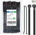 HS 10 Inch Zip Ties Black 50 Pounds Tensile Strength Strong Wide Straps (100 Pack) Nylon PA66 UV Resistant,Self-Locking Medium Electrical Plastic Cable Wire Zipties for Outdoor Use,Multi Purpose