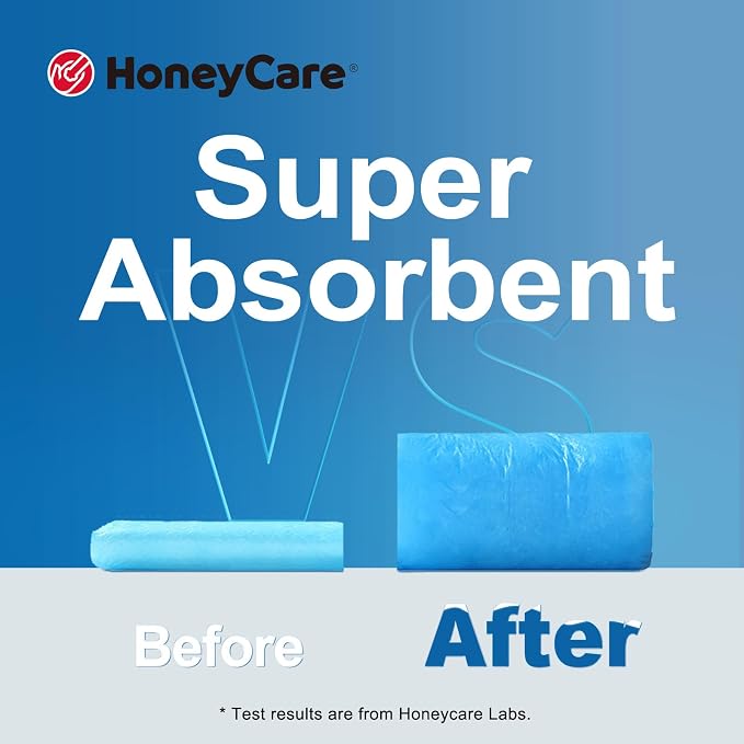 HONEY CARE All-Absorb, X-Large 28" x 34", 40 Count, Dog and Puppy Training Pads, Ultra Absorbent and Odor Eliminating, Leak-Proof 5-Layer Potty Training Pads with Quick-Dry Surface, Blue