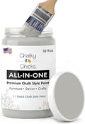 Chalky Chicks 32 Fl Oz Matte Mad Cloud (Light Gray) Chalk Paint for Furniture Without Sanding - No Prep Furniture Paint No Sanding All in One for Crafts, Walls, Cabinet, Metal, Dresser, Farmhouse