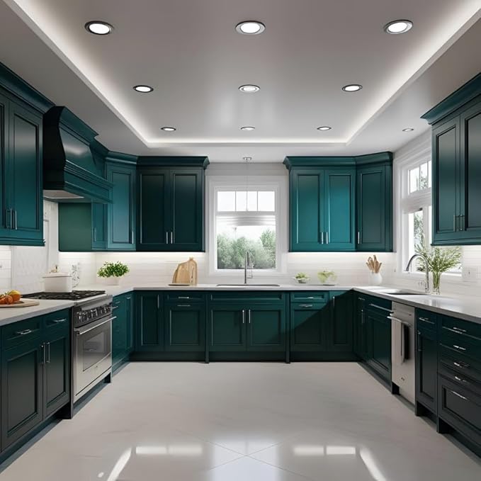 ALL-IN-ONE Paint by Heirloom Traditions, Inspire (Deep Teal), 8oz Sample - Durable cabinet and furniture paint. Built in primer and top coat, no sanding needed. Includes our 30 featured color card.