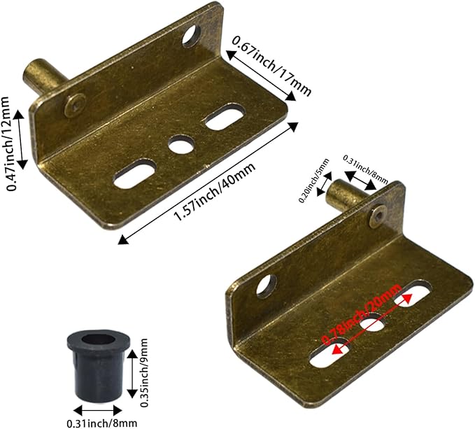 Aifeier ET 2 Sets Pivot Hinges Bronze Heavy Duty Concealed Shaft Door Hinges with Bushing for Wood Doors, Drawers, Furniture Cabinets, Wardrobe, Showcase, etc