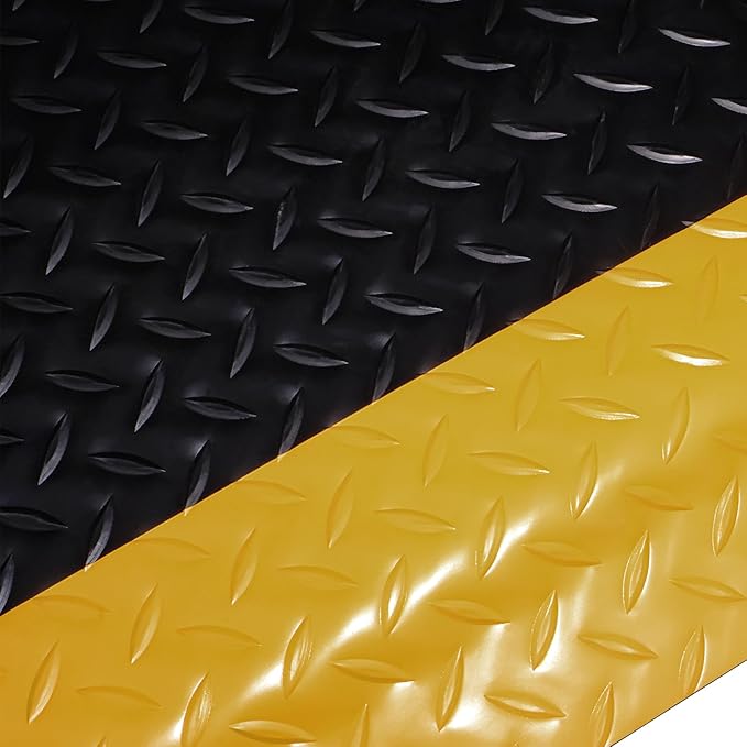 Anti Fatigue Mats Industrial 3 x 5 Ft, 15/16'' Thick Ergonomic Standing Floor Mat Heavy Duty Commercial Diamond Plate Vinyl Non Slip Safety Ergonomic Standing Garage Mat
