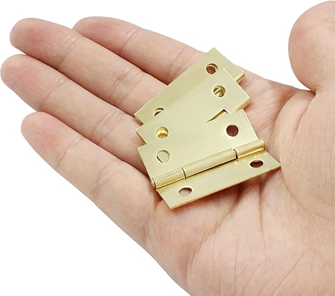 Murtenze 24 Pack 1.5 Inch Door Hinge Cabinet Hinge, Gold Butt Hinges Ball Bearing Window Outdoor Hinges with Mounting Screws