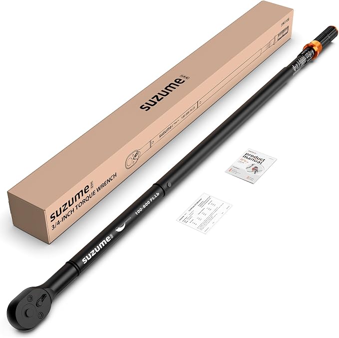 3/4-Inch Drive Click Torque Wrench (100-800 Ft.Lb/ 135.6-1084.8 N.m) | ±3% Accuracy Quick Release Dual-Direction Dual-Scale for Heavy Equipment, Semi Truck, Tractor, Construction Machinery Repair