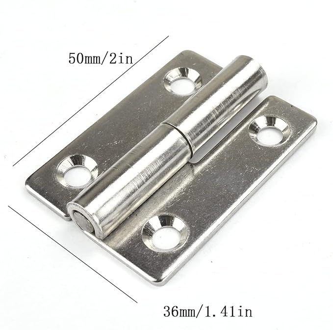 4Pcs 2inch Long Steel Small Slip Joint Flag Hinge-Lift Off Left Handed Lid Door,304 Stainless Steel