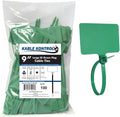 Kable Kontrol Cable Marker Identification Zip Ties 9 Inch 100 Pcs – Green | Large ID Flag Label Straps, Self-Locking Write on Tags for Ethernet, Power, and Cord Labeling