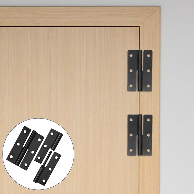 2 PCS Black Lift Off Hinge 2.5Inch Stainless Steel Detachable Small Lift Off Hinges Right Handed Slip Joint Flag Hinges Rising Butt Cabinet Door Hinges