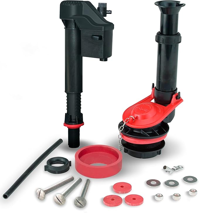Korky 4010XP 2X Long-Life Standard 2-inch Complete Fixes: Running, Noisy, No/Slow Refill, and No/Weak Flush Easy to Install Toilet Repair Kit, Black