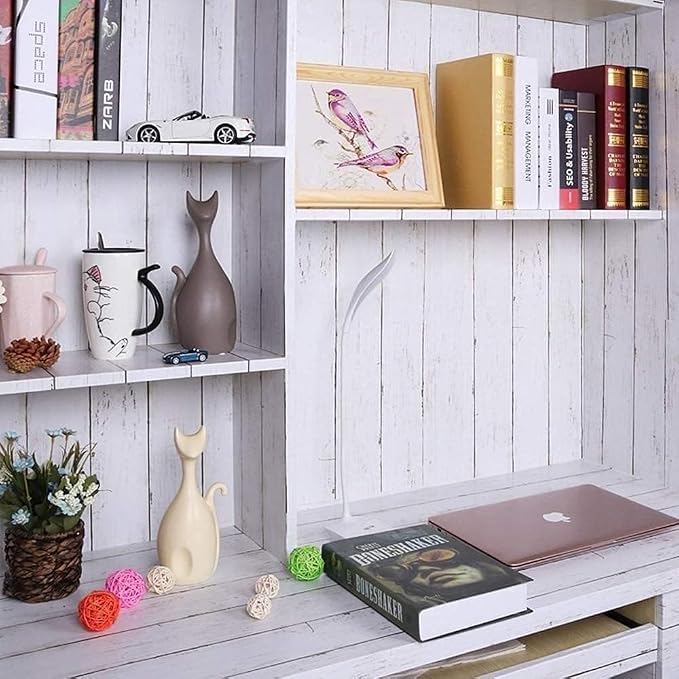 Shiplap Peel and Stick Wallpaper, Contact Paper for Classroom Home Decor | 11.8"x393" Removable Self-Adhesive White Wood Plank Film, Farmhouse Decor for Bulletin Board Desk Cabinet & Home Renovation