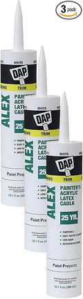 DAP Alex Painter's Acrylic Latex Caulk, White, 10.1 Oz (7079818670) (Pack of 3)