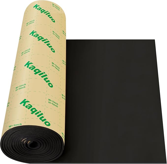 Kaqiluo Self-Adhesive Sound Insulation Acoustic Foam,73.2sqft x 0.4in Thick,50+kg/m³ ,Sound Proof Padding,Fire,Water Resistant ,Thermal Insulation,Cold Proof Acoustic Treatment Foam