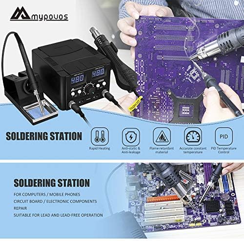 2 IN 1 750W LED Digital Soldering Station Hot Air Gun Rework Station Electric Soldering Iron For Phone PCB IC SMD BGA Welding SET 110V (8588D SET1)