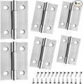 6 PCS Door Hinges 2 inch Stainless Steel Small Hinges Cabinet Hinges for Mini Door, DIY Wooden Box, Furniture, Woodworking Craft Project, Rust-Resistant, 24 Screws, Silver