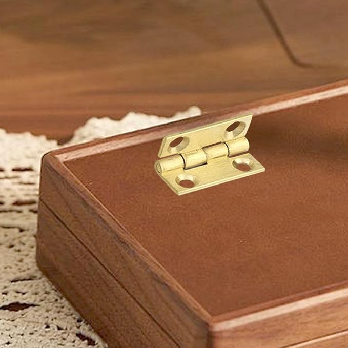 Mini Solid Brass Hinges Cabinet Drawer Butt Hinges for Jewelry Chest Wood Box,1/1.5/2.5Inch,8PCS (1Inch)
