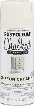 Rust-Oleum Chiffon Cream Chalked All-in-One Ultra Matte Spray Paint | One Coat Coverage | No Primer, Sanding, Or Topcoat Needed | Easy Spray Application | Made in USA | 12 OZ
