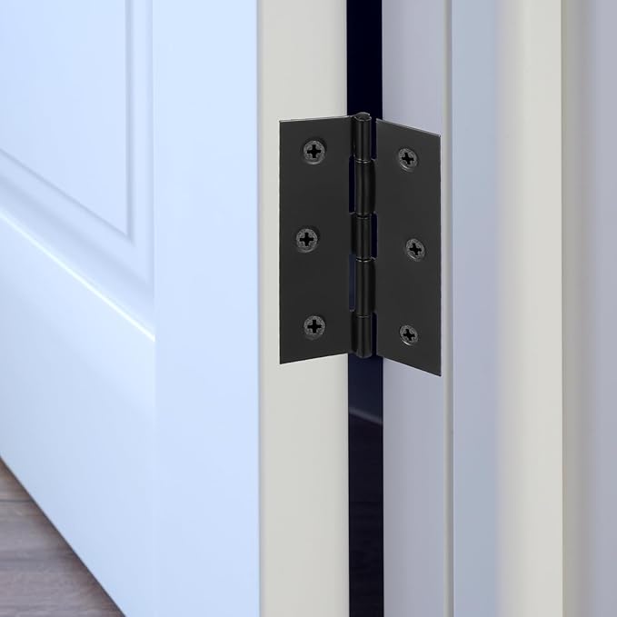 2 Pcs 3" Stainless Door Hinges,Stainless Steel Folding Butt Hinge Door Hinges with 12pcs Screws for Doors Wooden Boxes Windows (Black)