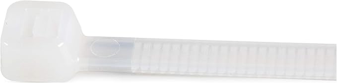 StarTech 8"(20cm) Cable Ties, 94V-2/UL Listed, White, TAA (CBMZT8NK) | 1/8"(4mm) wide, 2-1/8"(55mm) Bundle Diameter, 1000 Pack, 50lb(22kg) Tensile Strength, Nylon Self Locking Zip, Curved Tip