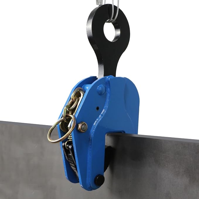 Vertical Plate Lifting Clamp,4400lbs Capacity Heavy Duty Steel Plate Clamp 2T with 0.8 Inch Jaw Opening, Industrial Lifting Clamp for Sheet Metal and Steel Plate Handling