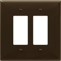 ENERLITES Double Decorator Switch Cover, Two Gang Outlet Wall Plate, Gloss Finish, Oversized 2-Gang 5.50" x 5.50", Unbreakable Polycarbonate Thermoplastic, UL Listed, 8832O-BR, Brown