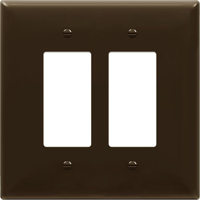 ENERLITES Double Decorator Switch Cover, Two Gang Outlet Wall Plate, Gloss Finish, Oversized 2-Gang 5.50" x 5.50", Unbreakable Polycarbonate Thermoplastic, UL Listed, 8832O-BR, Brown