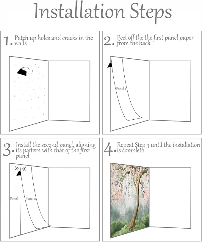 MFWFM Forest Peel and Stick Wallpaper Fantasy Forest and Bird Wall Mural | 157"x110", for Bedroom Living Room Bathroom, Self Adhesive Canvas
