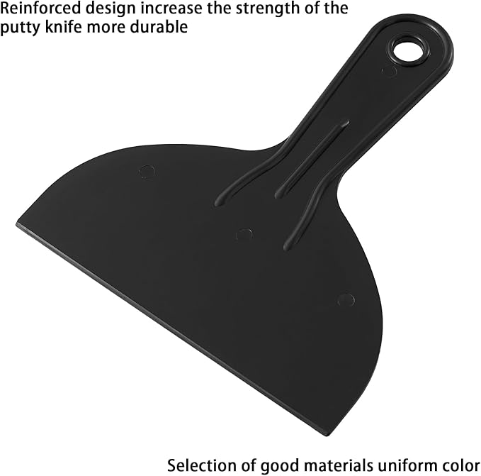 Plastic Putty Knife Set - 3Pcs Black Plastic Scraper Tool, 1.5"/3"/6" Sizes Spackle Knife for Spackling, Painting, Drywall, Arts and Crafts, Tile Jobs, Tamale Making