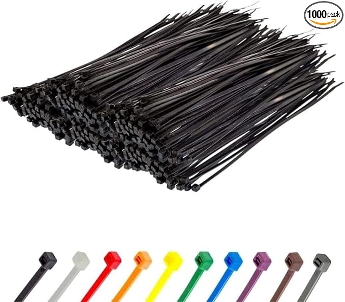 GTSE 14 Inch Black Zip Ties, 1,000 Bulk Pack, 40lb Strength, UV Resistant Long Nylon Cable Ties, Self-Locking 14" Tie Wraps