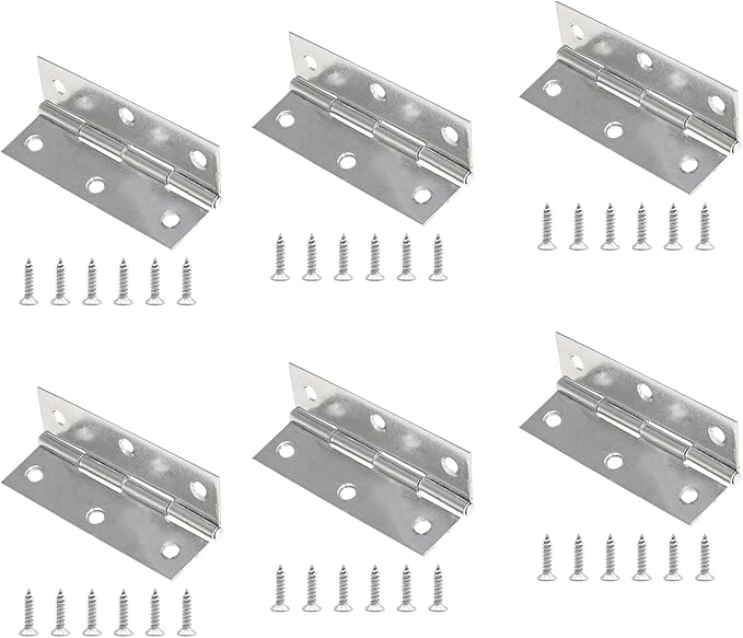 Piutouyar 6Pack Butt Hinge 2.5 Inch Mini 304 Stainless Steel Cabinet Hinges - Small Folding Craft Hinges With Mounting Screws for Boxes, Gate, Drawer