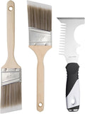 Mister Rui Paint Brush Set with Comb, 2" & 2.5" Angled Sash Brushes, Paint Brush Cleaner Tool, Commercial Grade for Trim, Cabinets & Rollers