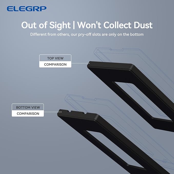 ELEGRP 4-Gang Screwless Decorative Wall Plates, Mid-Size Unbreakable Thermoplastic Faceplate Cover for Decorator Receptacle Outlet Switch, UL Listed (2 Pack, Matte Black)