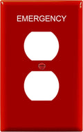 ENERLITES Duplex Receptacle Outlet Wall Plate with Emergency Label, Electrical Outlet Cover, Mid-Size Size 1-Gang 4.88" x 3.11", Unbreakable Polycarbonate Thermoplastic, UL Listed, 8821M-ER, Red
