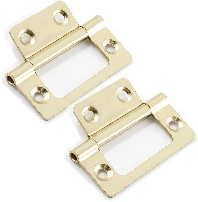 Biaungdo 6 Pcs Non-Mortise Door Hinges, 2 inch x 1 inch Bifold Butt Cabinet Hinges Vintage Furniture Hardware Antique Door Hinge with Screws for Door, Windows, Cabinet, Cupboard(Imitation Gold)