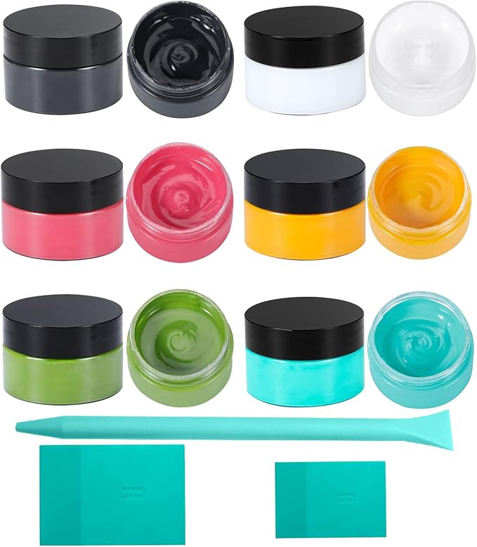 Chalk Paste Paint Kit - 6 Colors with 3 Squeegees, Non-Toxic DIY Stencil Paint for Wood, Fabric, T-Shirts, Walls - Craft Paint for Home Decor, Furniture, Signs & Art