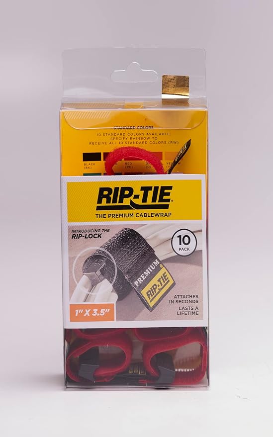 RIP-TIE 1 x 3.5 Rip-Lock CableWrap Cable Tie Perfect for Heavy Duty Cables 10 Pack Red