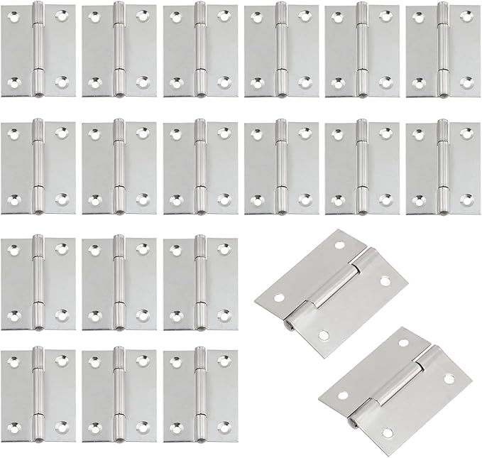MY MIRONEY 20PCS Stainless Steel Folding Hinges 2 Inch Cabinet Door Hinge Home Furniture Hardware Butt Hinge for Wooden Box, Door and Window, DIY Projects