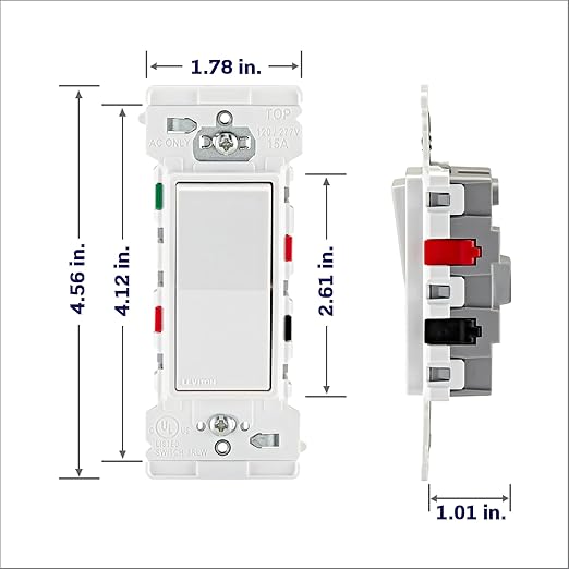 Leviton Lever Edge 15 Amp 3-Way Rocker Switch, 10-Pack, E5603-MW, White