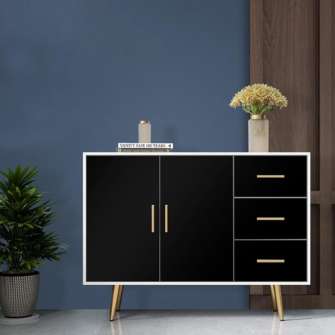 35.4 in x118 in Black Wallpaper Peel and Stick Wallpaper | Shelf Liner Table and Door Reform Decorative