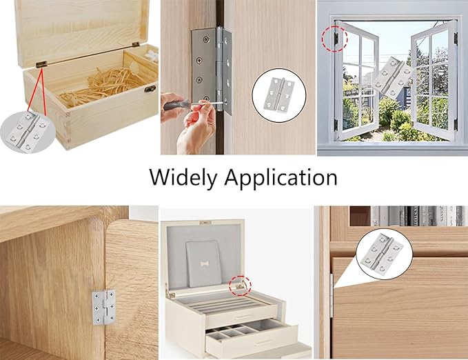 2.2 inch Stainless Steel Folding Butt Hinge Home Furniture Hardware Door Cupboard Cabinet Hinge Pack of 16