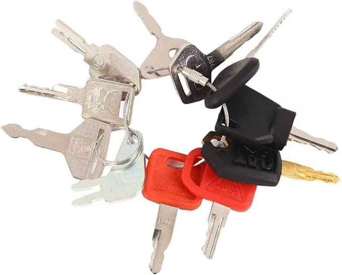11 Pcs Heavy Equipment Replacement Keys Compatible with CAT, JD, Case, Komatsu, Hyster, Kubota, JCB, Bobcat, Daewoo, JLG, Toyota, Master Ignition Key for Workers and Opeartors
