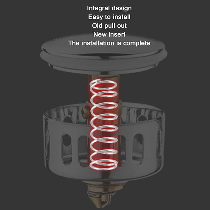 Bathroom Folding Drain Filter - Copper & Stainless Steel, Push-Pull Bounce Core, Clog Prevention for Shower & Sink, & Easy to Clean