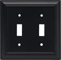 Franklin Brass Architectural (1-Pack) Decorative Light Switch Cover Matte Black 2-Gang Wall Plate Double Toggle Electrical Outlet Guard 64217