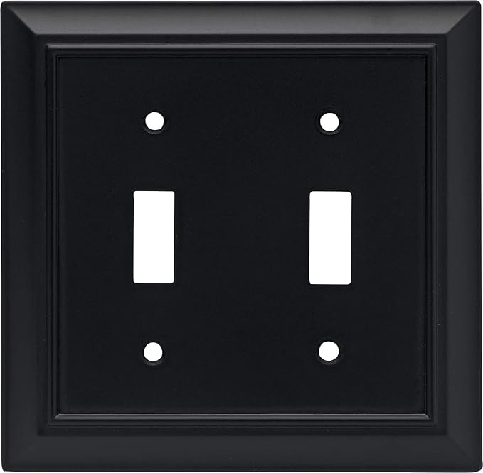 Franklin Brass Architectural (1-Pack) Decorative Light Switch Cover Matte Black 2-Gang Wall Plate Double Toggle Electrical Outlet Guard 64217