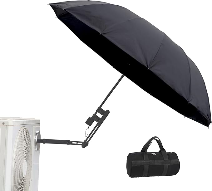 HVAC Umbrella with Magnetic Base, Dual-Axis 360° Rotation, Oversized Magnetic Stand & Height Adjustment, Stay Dry and Cool for Outdoor Work（52" Black）
