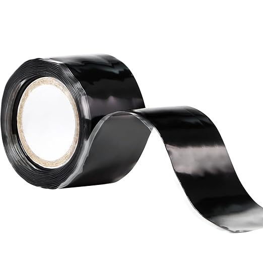 Self Fusing Silicone Tape 1 Inch x 5FT, 0.5mm Thickness Waterproof Repair Tape for Plumbing, Hose, Pipeline & Electrical Cable Winding Emergency Leak Seal for Hot Cold Pipes (1.5M*0.5MM Black)