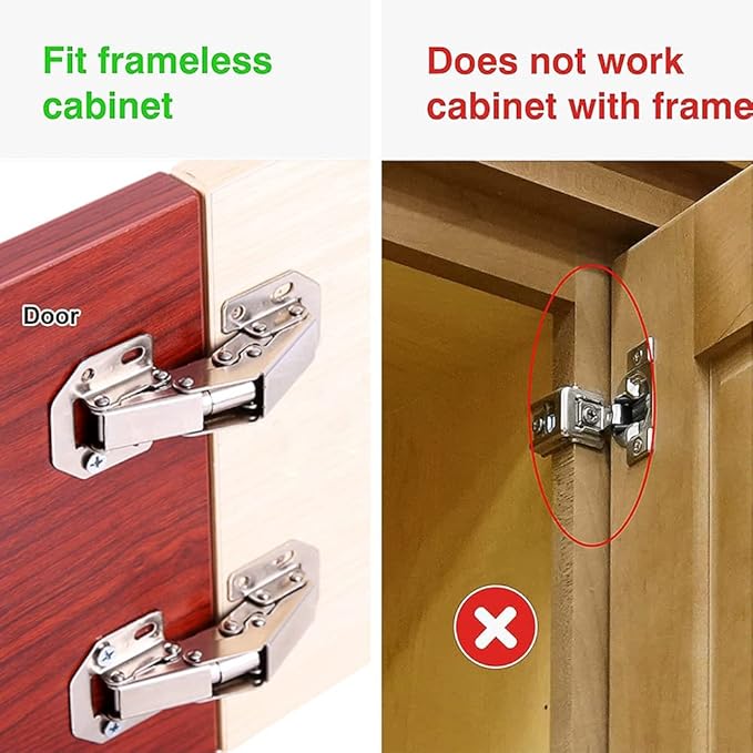 8-Pack Hidden Hinges for Cabinet Doors Frameless, Concealed Cabinet Hinges, 90 Degree Flush Mount Hinges